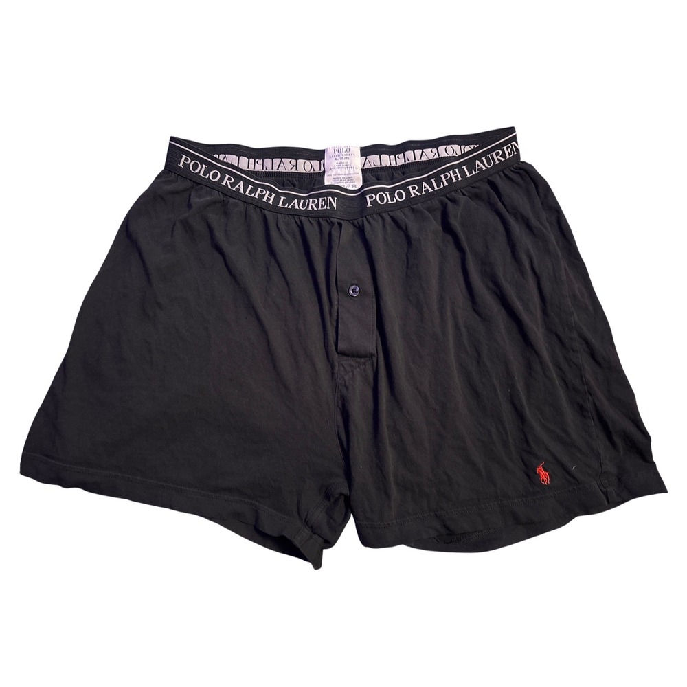Polo Ralph Lauren Men's Black Classic Fit Cotton Boxer Shorts Logo Waistband XL